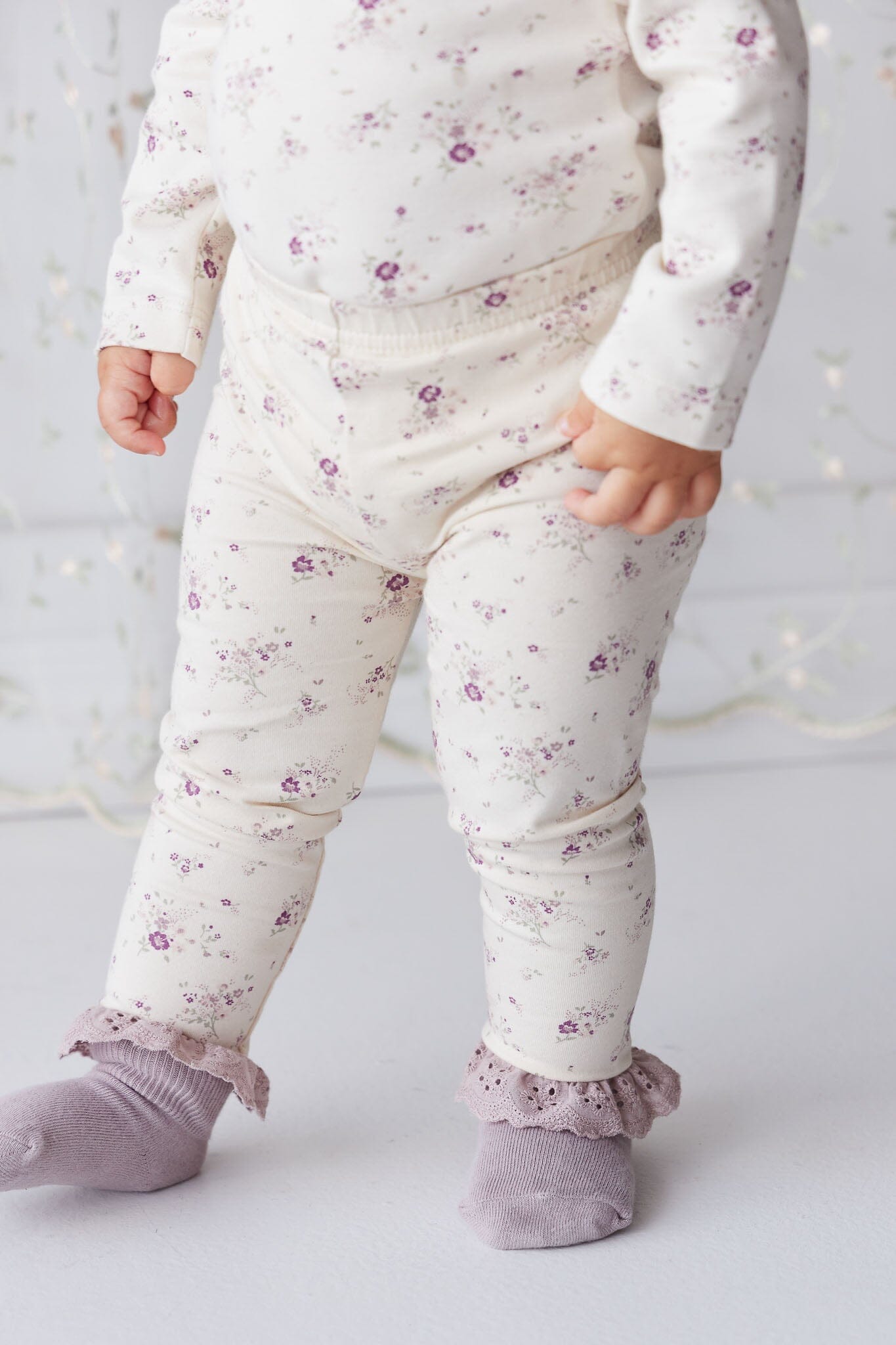 Jamie Kay Everyday Legging - Sweet William Floral Natural - Organic Cotton Leggings Jamie Kay 