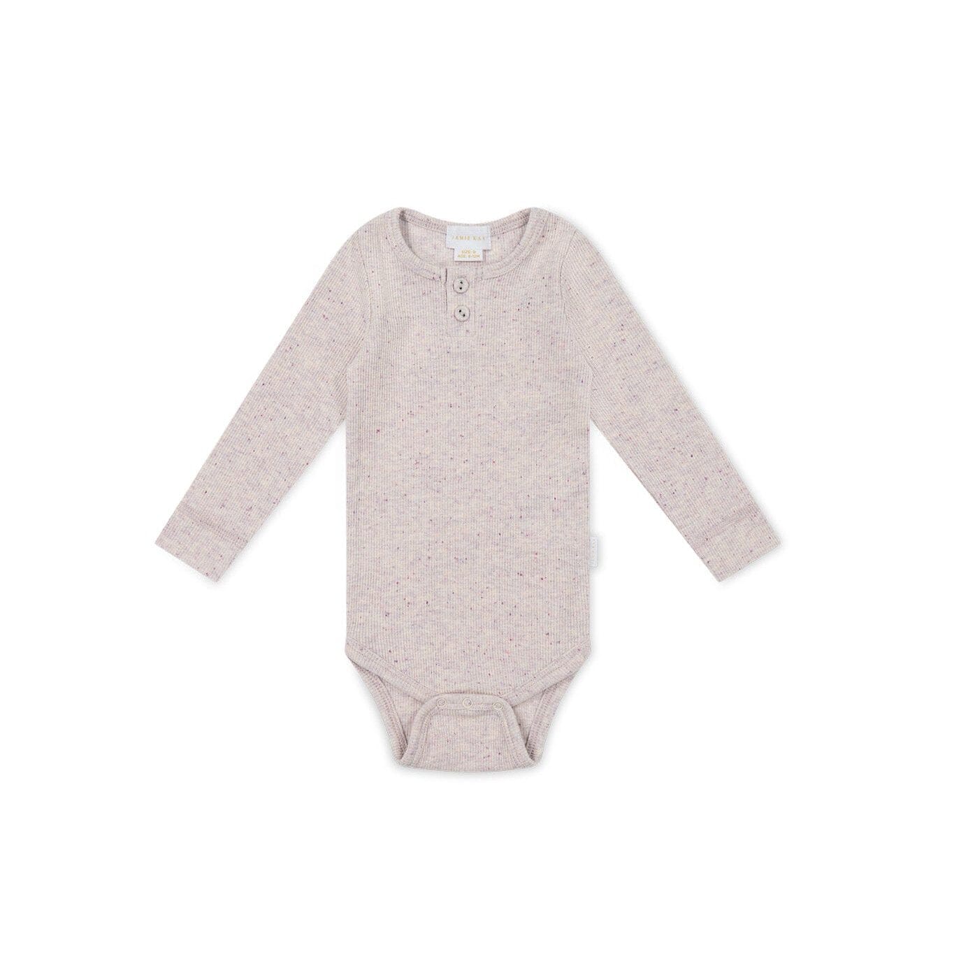 Jamie Kay Fine Rib Long Sleeve Bodysuit - Lavender Fleck - Organic Cotton Bodysuit Jamie Kay 