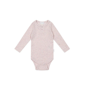 Jamie Kay Fine Rib Long Sleeve Bodysuit - Tulip Fleck - Organic Cotton