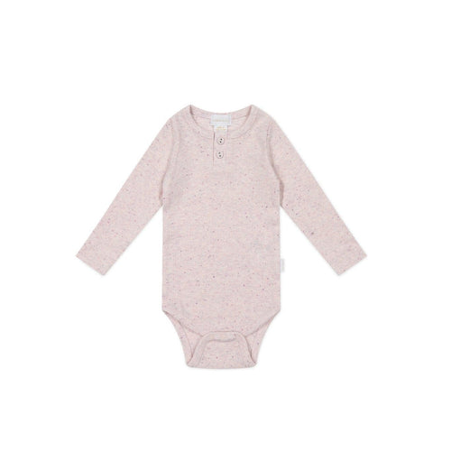 Jamie Kay Fine Rib Long Sleeve Bodysuit - Tulip Fleck - Organic Cotton