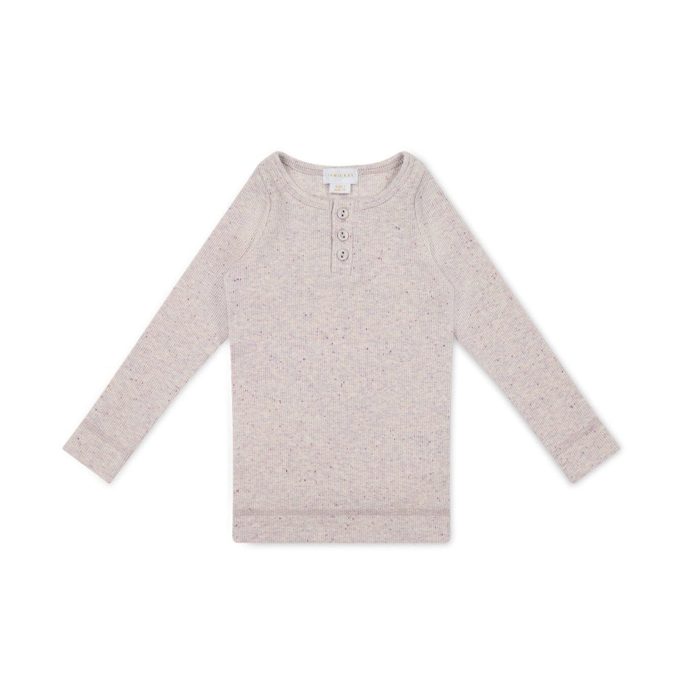 Jamie Kay Fine Rib Long Sleeve Henley - Lavender Fleck - Organic Cotton Long Sleeve T-Shirt Jamie Kay 