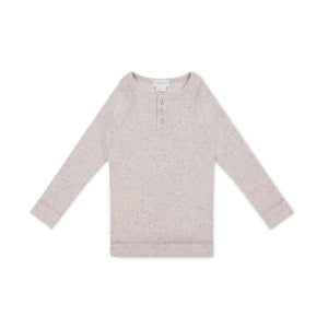 Jamie Kay Fine Rib Long Sleeve Henley - Lavender Fleck - Organic Cotton