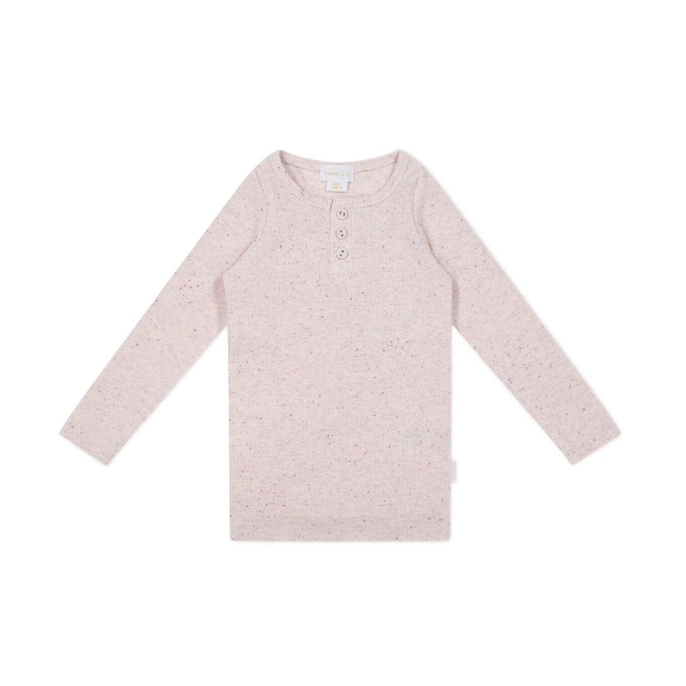 Jamie Kay Fine Rib Long Sleeve Henley - Tulip Fleck - Organic Cotton Long Sleeve T-Shirt Jamie Kay 