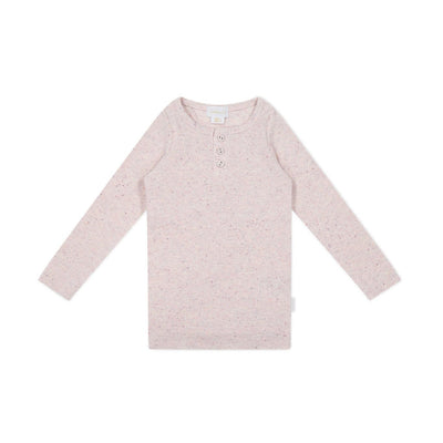 Jamie Kay Fine Rib Long Sleeve Henley - Tulip Fleck - Organic Cotton Long Sleeve T-Shirt Jamie Kay 