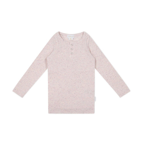 Jamie Kay Fine Rib Long Sleeve Henley - Tulip Fleck - Organic Cotton