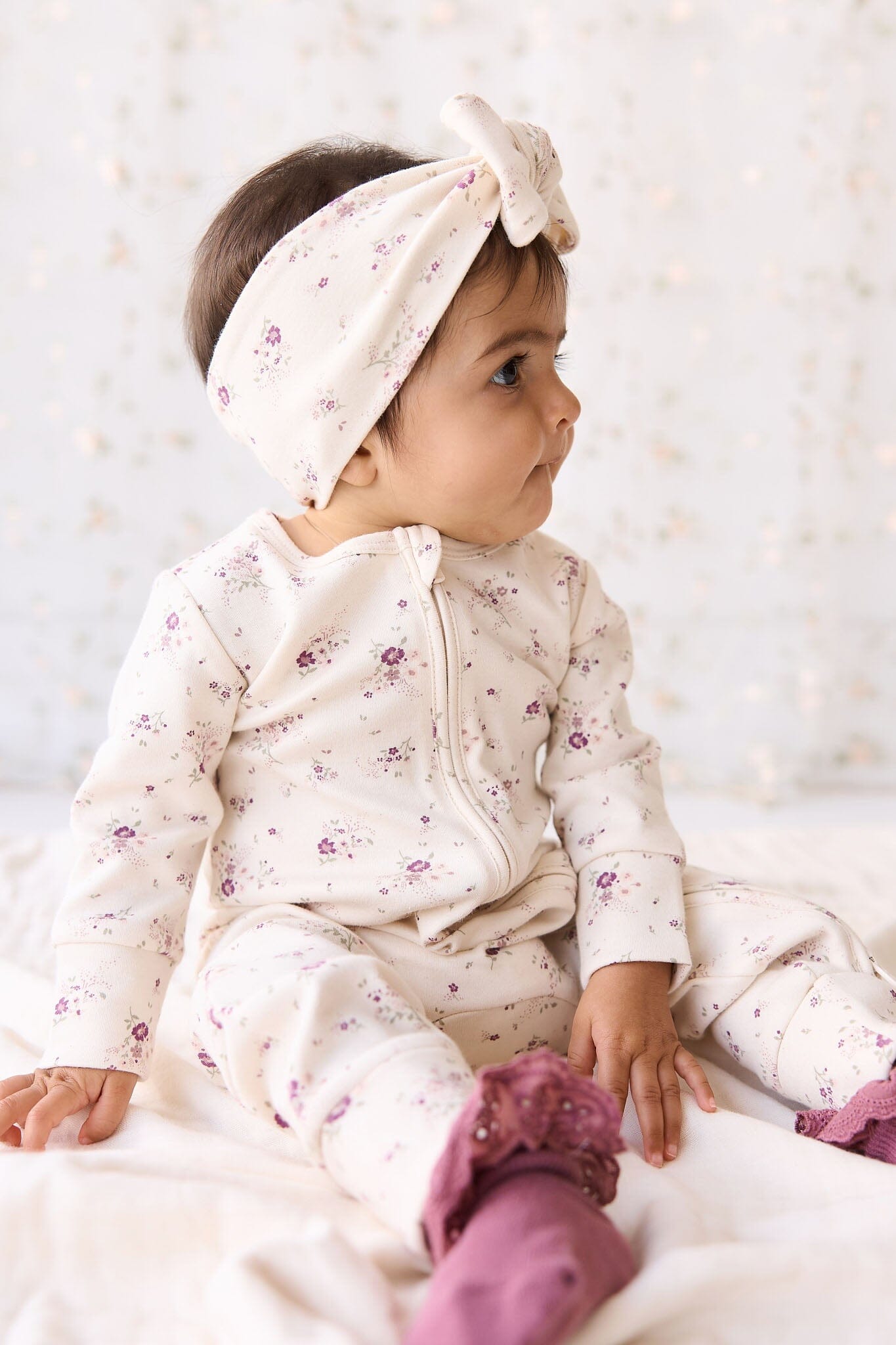 Jamie Kay Frankie Onepiece - Sweet William Floral Natural - Organic Cotton Onepiece Jamie Kay 