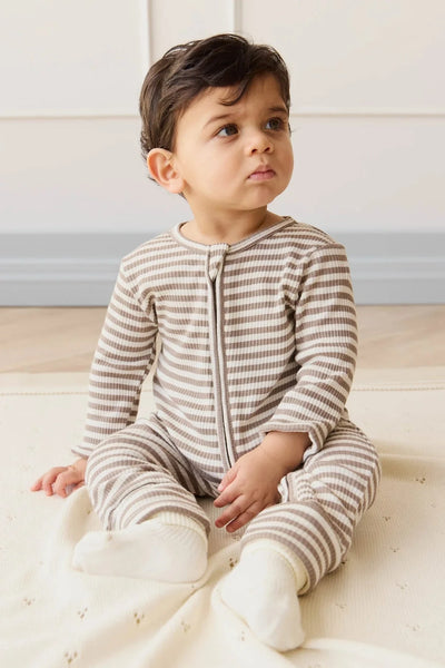 Jamie Kay Gracelyn Onepiece - Narrow Stripe Tweed/Cloud - Organic Cotton Onepiece Jamie Kay 