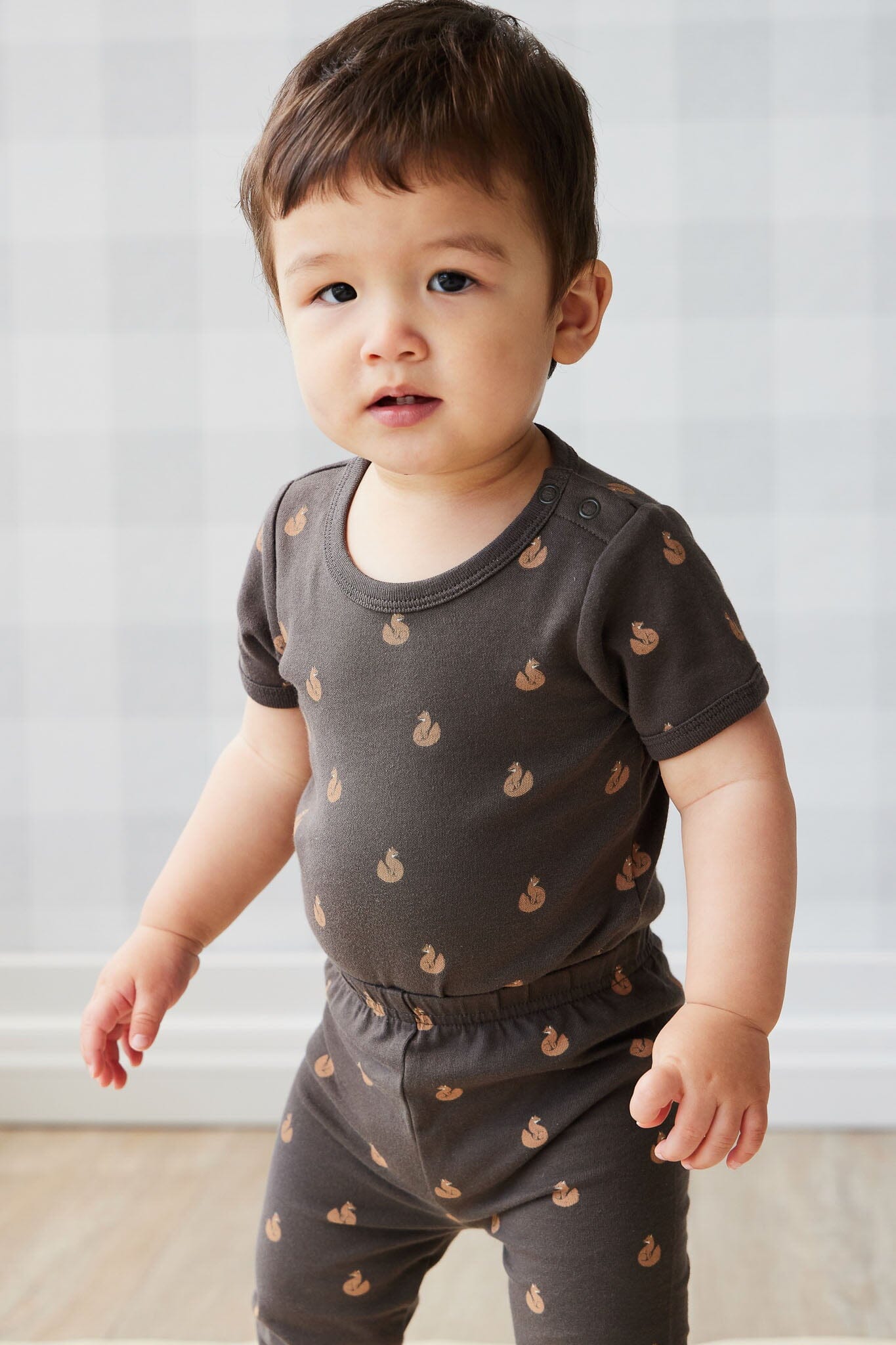 Jamie Kay Hudson Short Sleeve Bodysuit - Fox Cubs Wolf - Organic Cotton Bodysuit Jamie Kay 