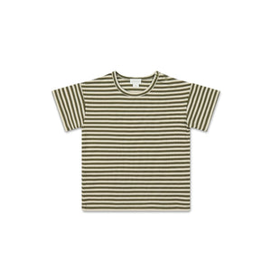 Jamie Kay Hunter Tee - Narrow Stripe Deep Olive/Soft Clay - Pima Cotton