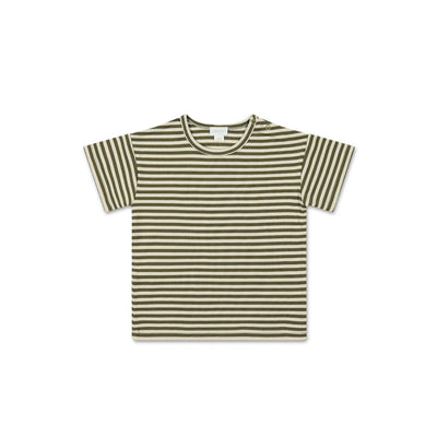 Jamie Kay Hunter Tee - Narrow Stripe Deep Olive/Soft Clay - Pima Cotton Short Sleeve T-Shirt Jamie Kay 