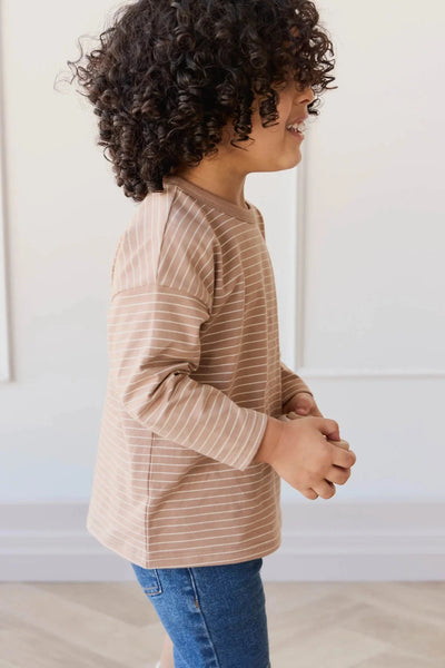 Jamie Kay Levi Long Sleeve Top | Daily Stripe Pale Terracotta/Buff - Organic Cotton Long Sleeve Top Jamie Kay 