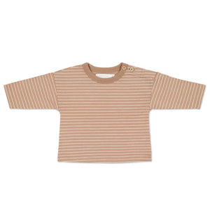 Jamie Kay Levi Long Sleeve Top | Daily Stripe Pale Terracotta/Buff - Organic Cotton