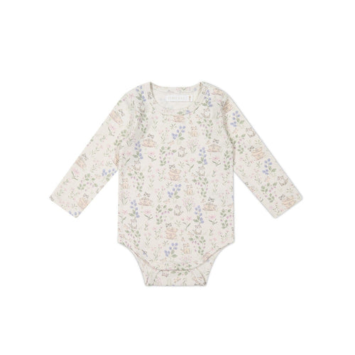 Jamie Kay Long Sleeve Bodysuit - Moons Garden Lavender - Organic Cotton