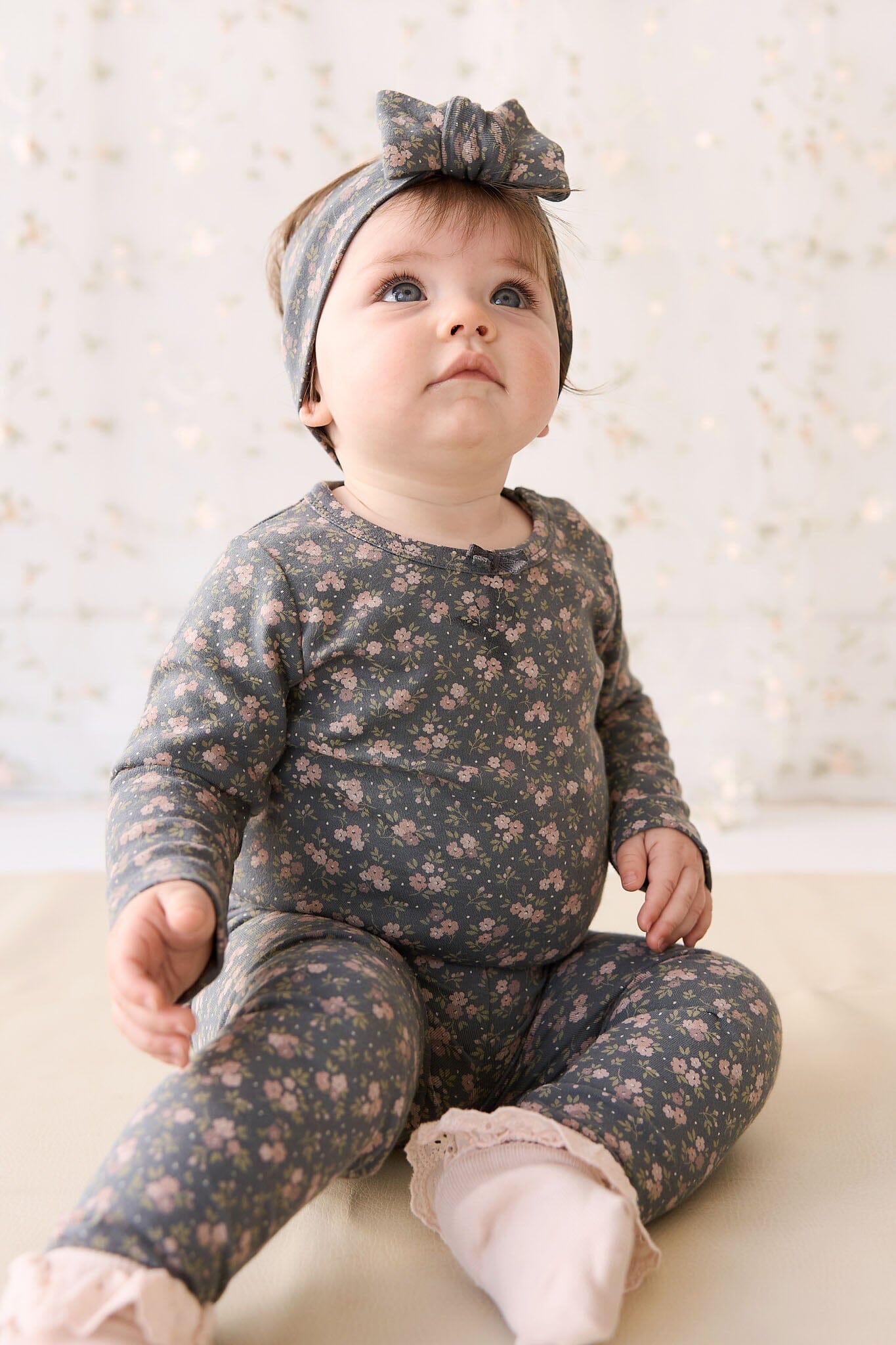 Jamie Kay Long Sleeve Bodysuit - Rosalie Floral Lava - Organic Cotton Bodysuit Jamie Kay 