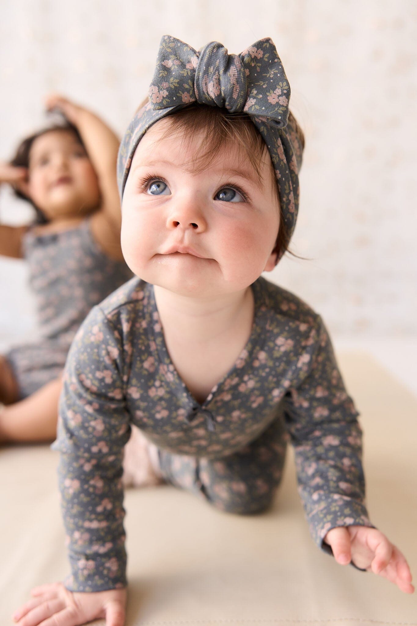 Jamie Kay Long Sleeve Bodysuit - Rosalie Floral Lava - Organic Cotton Bodysuit Jamie Kay 