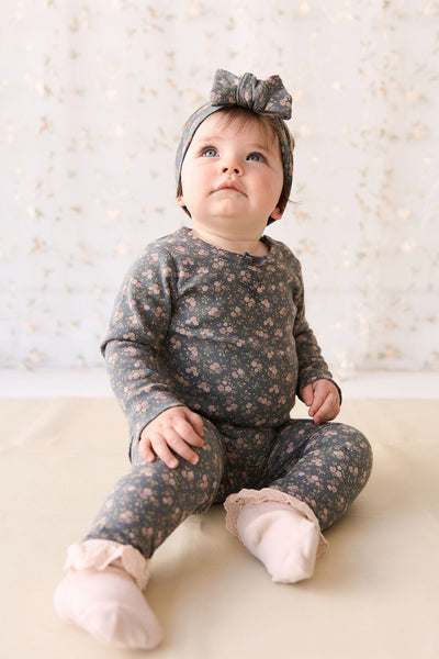 Jamie Kay Long Sleeve Bodysuit - Rosalie Floral Lava - Organic Cotton Bodysuit Jamie Kay 