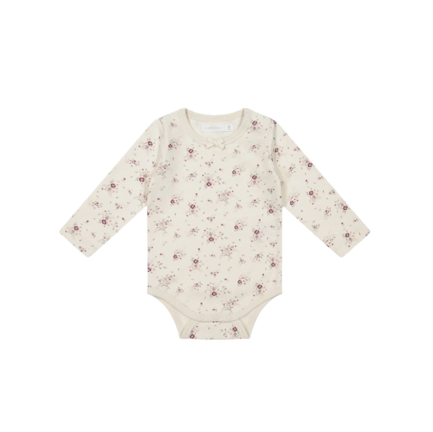 Jamie Kay Long Sleeve Bodysuit - Sweet William Floral Natural - Organic Cotton Bodysuit Jamie Kay 