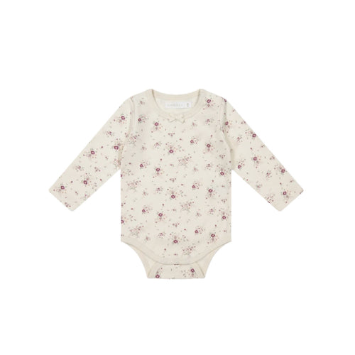 Jamie Kay Long Sleeve Bodysuit - Sweet William Floral Natural - Organic Cotton