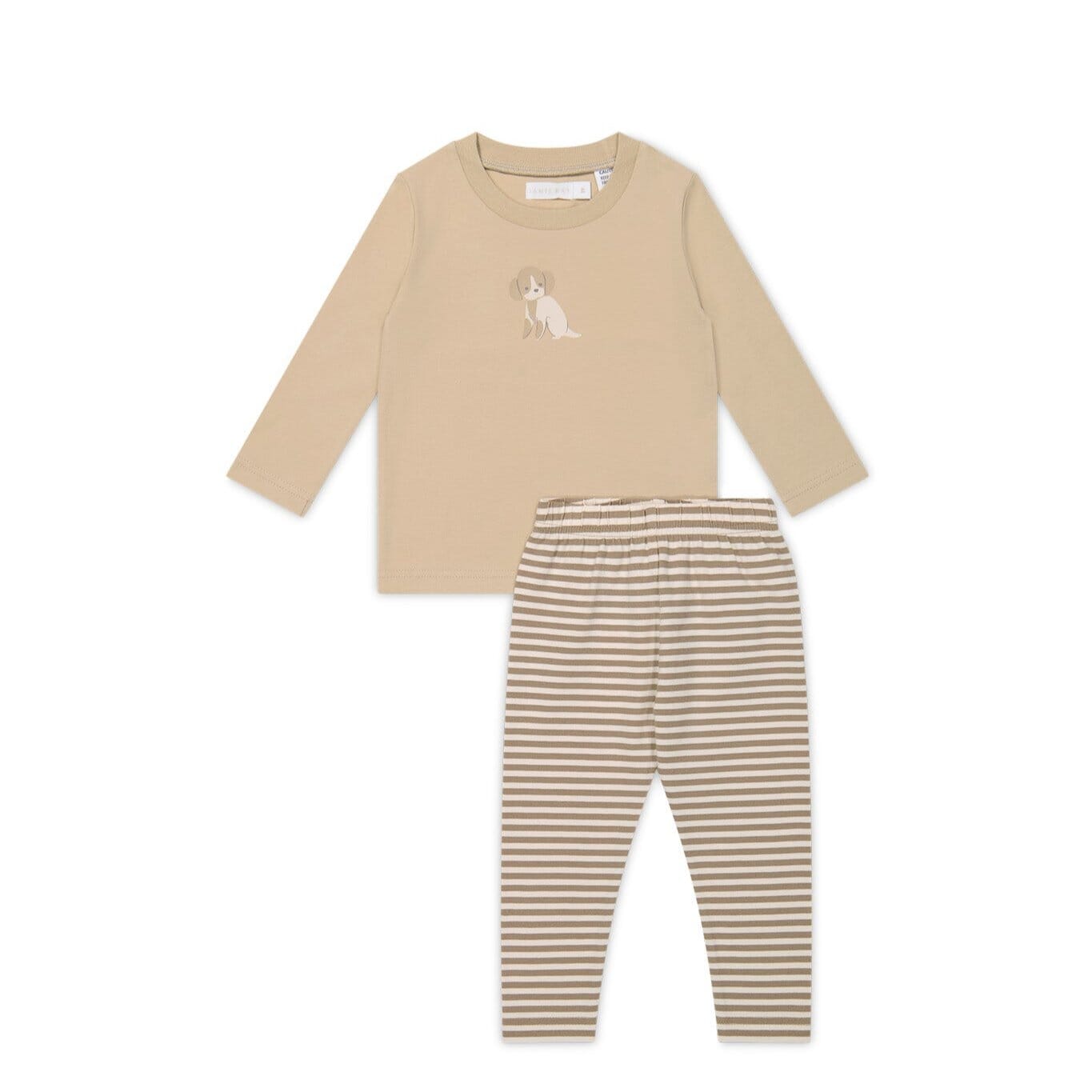 Jamie Kay Long Sleeve Pyjama Set - Cashew/Narrow Stripe Sepia Long Sleeve Pyjamas Jamie Kay 