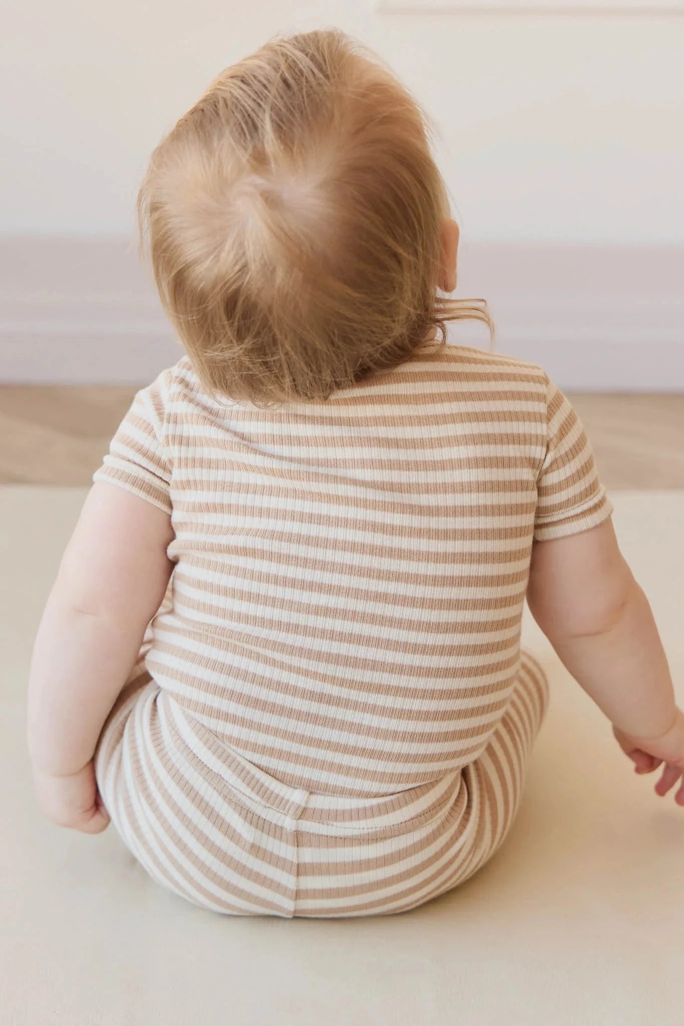 Jamie Kay Modal Darcy Rib Tee Bodysuit | Narrow Stripe Baker/Cloud - Organic Cotton Bodysuit Jamie Kay 