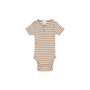 Jamie Kay Modal Darcy Rib Tee Bodysuit | Narrow Stripe Baker/Cloud - Organic Cotton