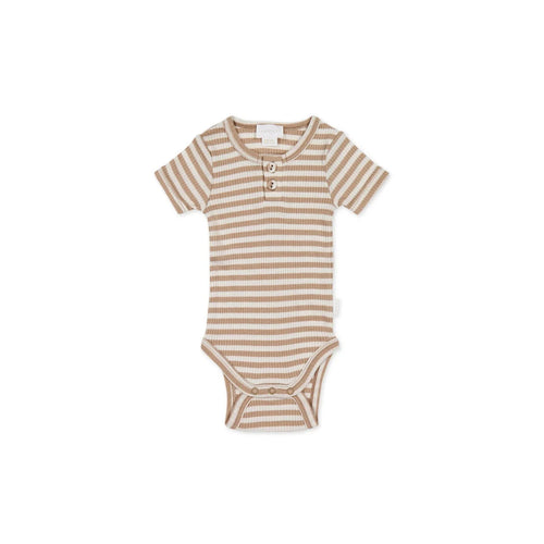 Jamie Kay Modal Darcy Rib Tee Bodysuit | Narrow Stripe Baker/Cloud - Organic Cotton