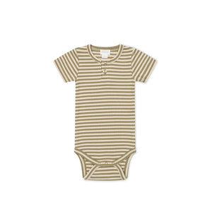 Jamie Kay Modal Darcy Rib Tee Bodysuit - Narrow Stripe Oak/Soft Clay - Organic Cotton