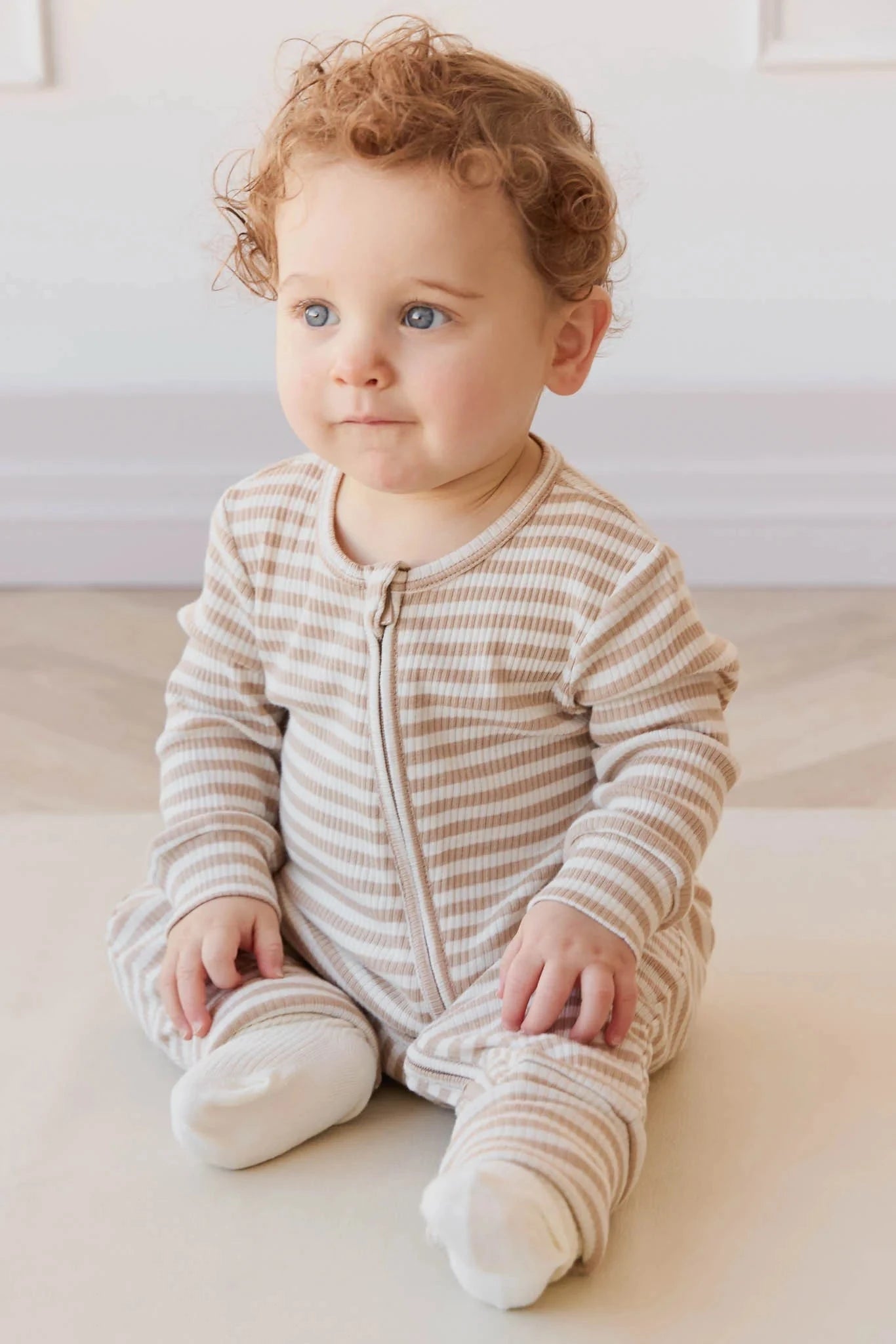 Jamie Kay Modal Gracelyn Onepiece | Narrow Stripe Baker/Cloud - Organic Cotton Onepiece Jamie Kay 