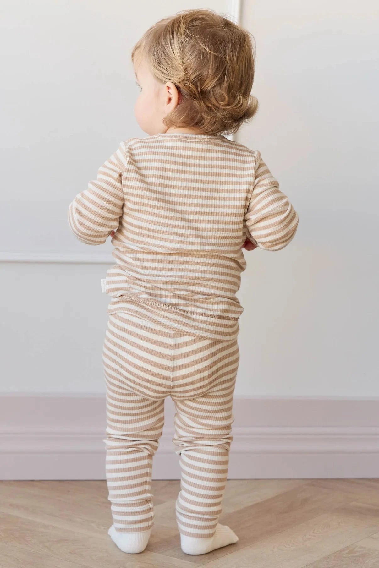 Jamie Kay Modal Legging | Narrow Stripe Baker/Cloud - Organic Cotton Leggings Jamie Kay 