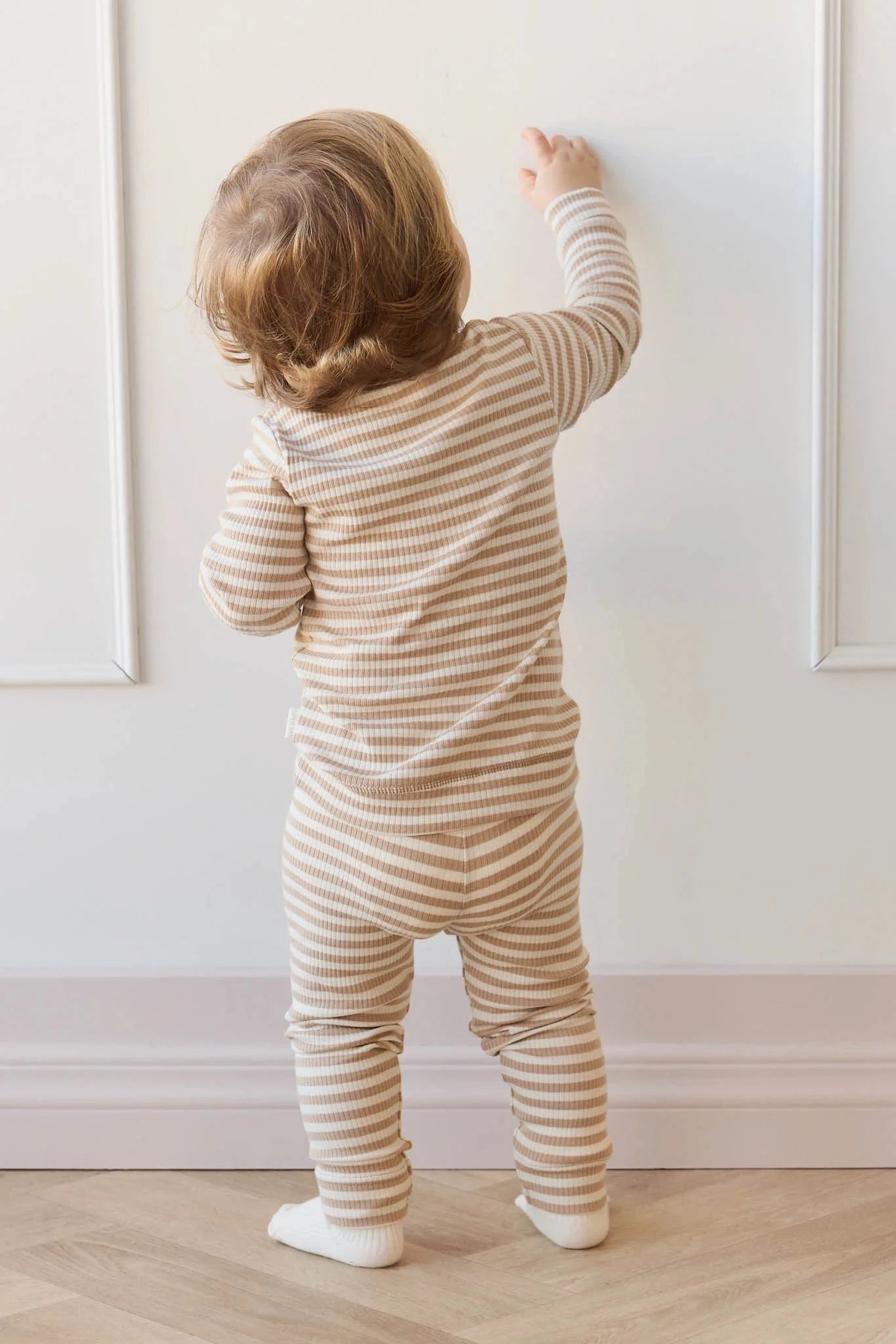 Jamie Kay Modal Legging | Narrow Stripe Baker/Cloud - Organic Cotton Leggings Jamie Kay 