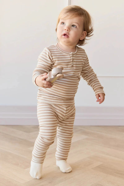 Jamie Kay Modal Legging | Narrow Stripe Baker/Cloud - Organic Cotton Leggings Jamie Kay 