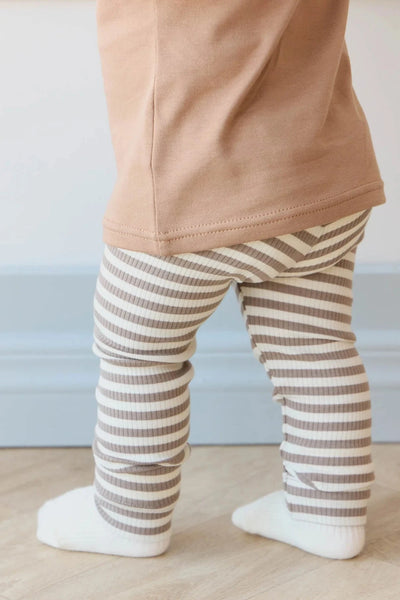 Jamie Kay Modal Legging | Narrow Stripe Tweed/Cloud - Organic Cotton Leggings Jamie Kay 