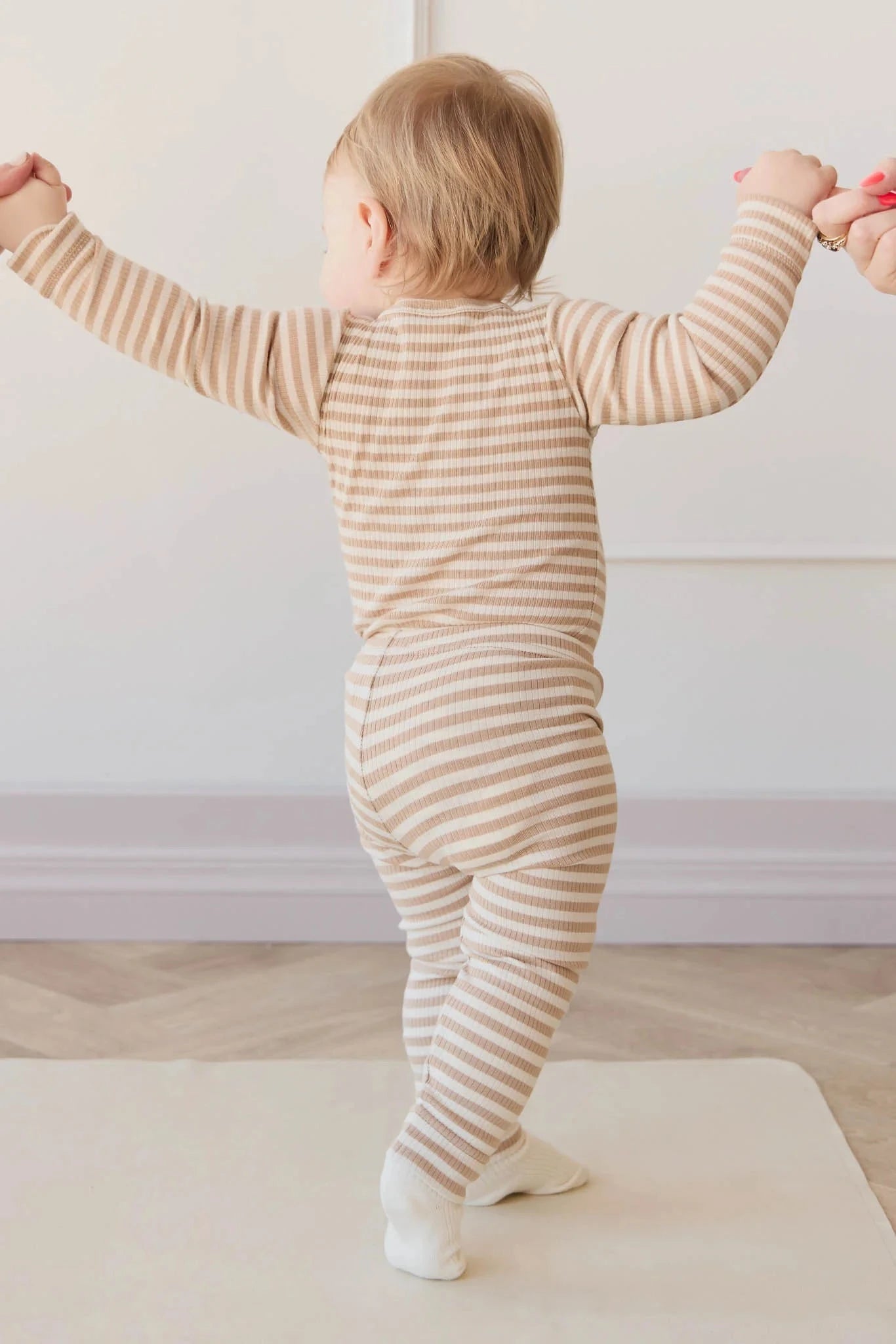 Jamie Kay Modal Long Sleeve Bodysuit | Narrow Stripe Baker/Cloud - Organic Cotton Bodysuit Jamie Kay 