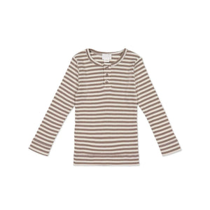 Jamie Kay Modal Long Sleeve Top | Narrow Stripe Tweed/Cloud - Organic Cotton