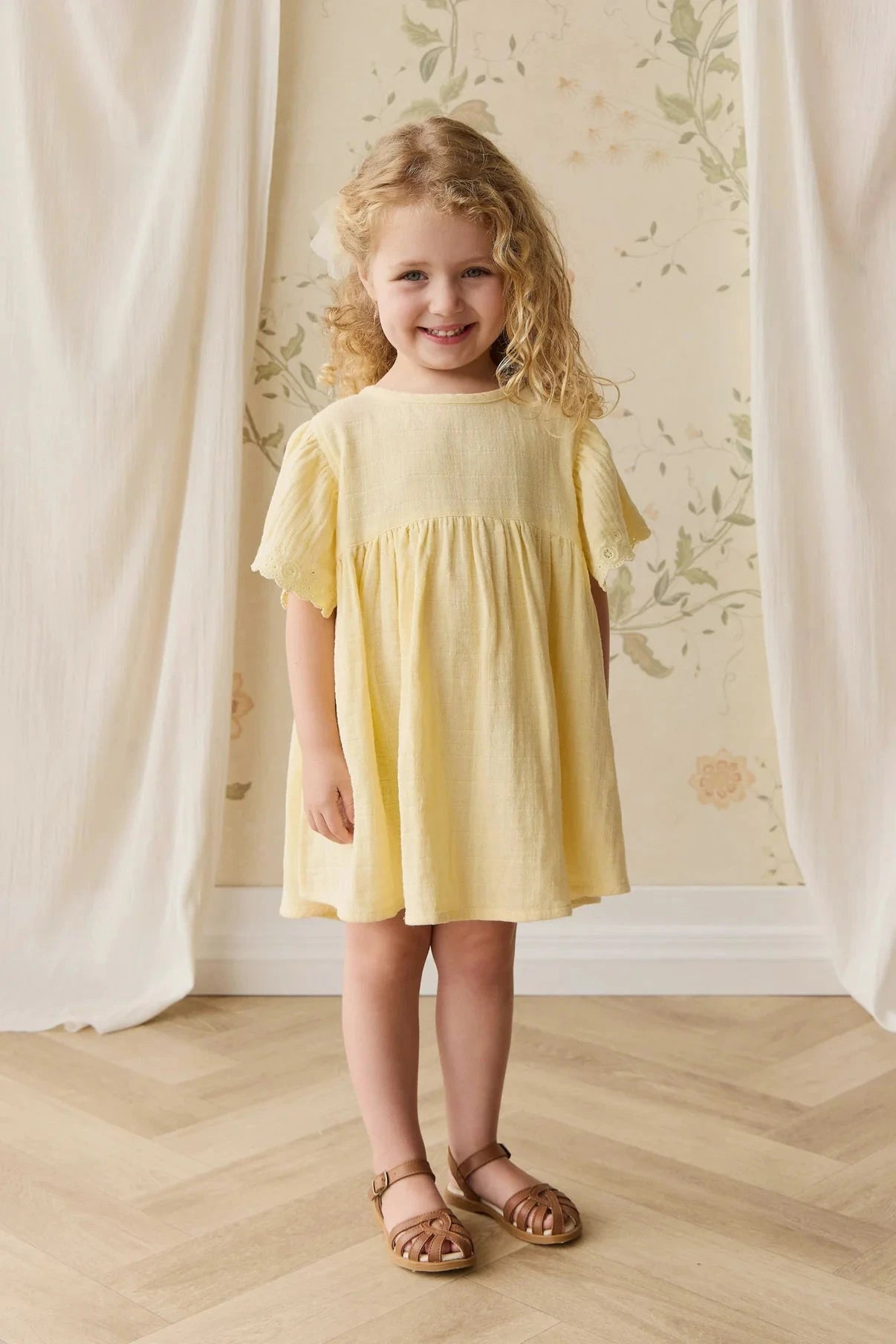 Jamie Kay Muslin Phillipa Dress - Sunshine - Organic Cotton Short Sleeve Dress Jamie Kay 