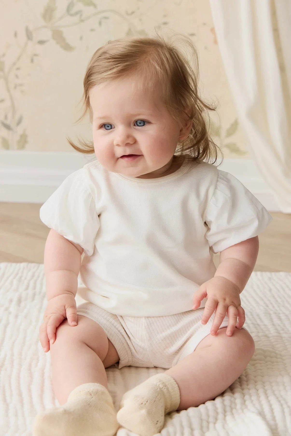 Jamie Kay Myla Top - Parchment - Pima Cotton Short Sleeve Top Jamie Kay 