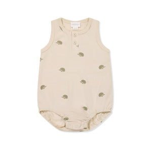 Jamie Kay Noah Playsuit - Henry Hedgehog Birch - Pima Cotton