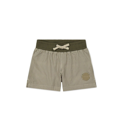 Jamie Kay Noah Short - Fine Vertical Stripe Dark Olive