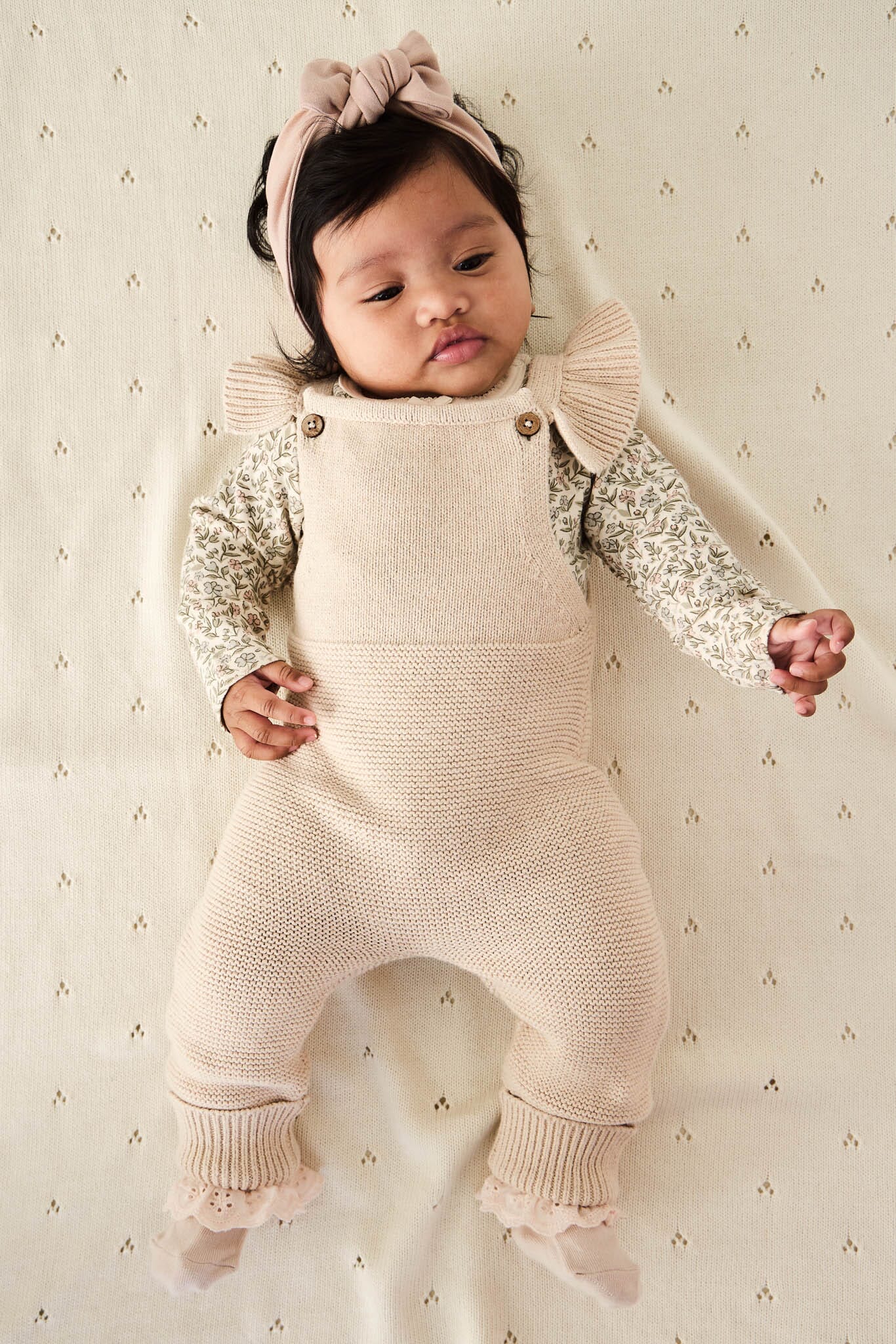 Jamie Kay Organic Cotton Long Sleeve Bodysuit - Ariella Eggnog Bodysuit Jamie Kay 