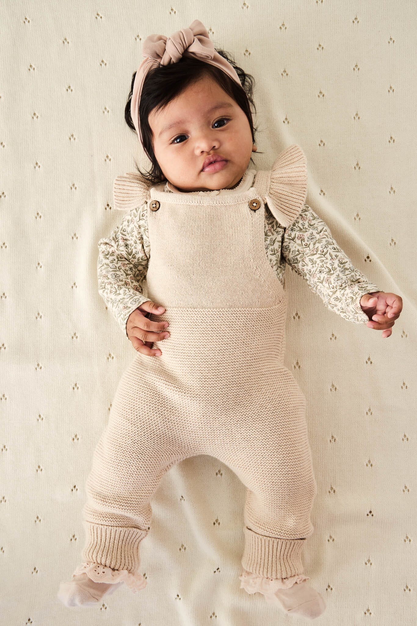 Jamie Kay Organic Cotton Long Sleeve Bodysuit - Ariella Eggnog Bodysuit Jamie Kay 