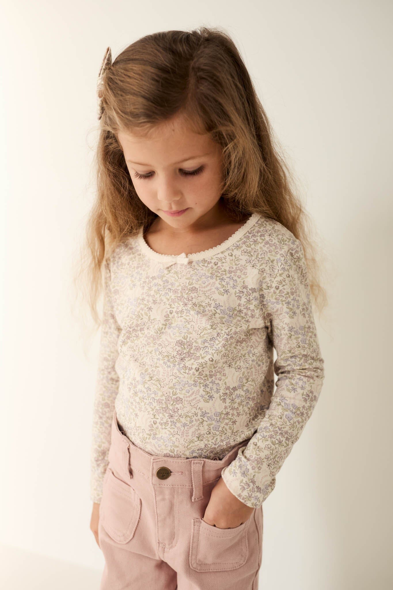 Jamie Kay Organic Cotton Long Sleeve Top - April Floral Mauve Long Sleeve Top Jamie Kay 