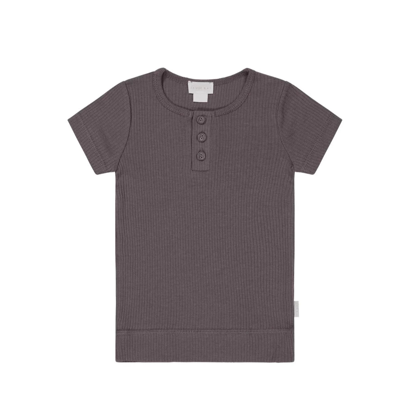 Jamie Kay Organic Cotton Modal Henley Tee - Carob Short Sleeve T-Shirt Jamie Kay 