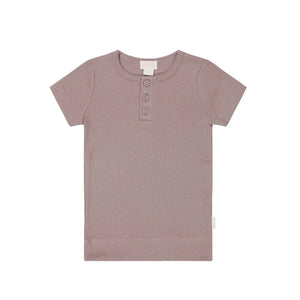 Jamie Kay Modal Henley Tee - Mauve Shadow - Organic Cotton