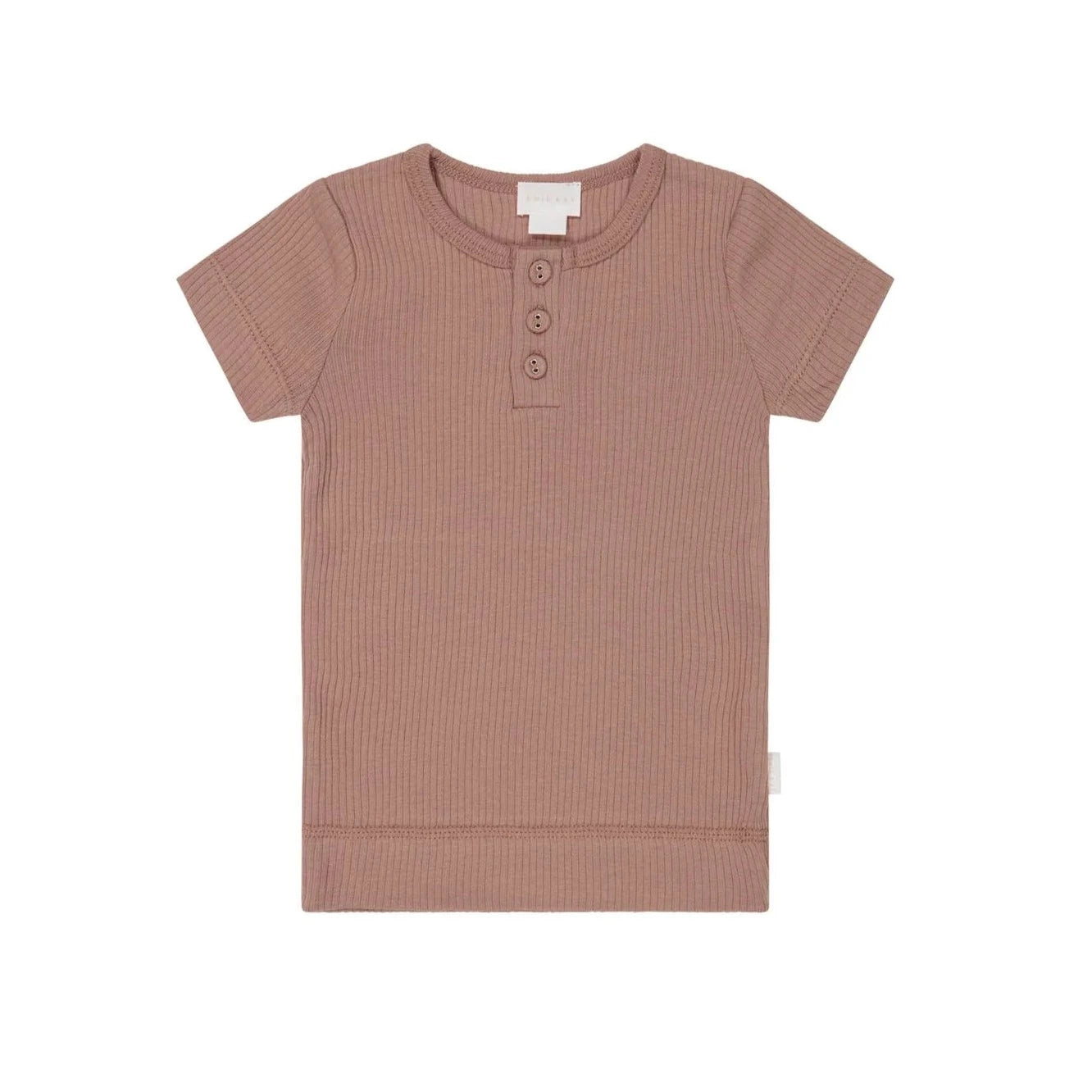 Jamie Kay Organic Cotton Modal Henley Tee - Powder Short Sleeve T-Shirt Jamie Kay 