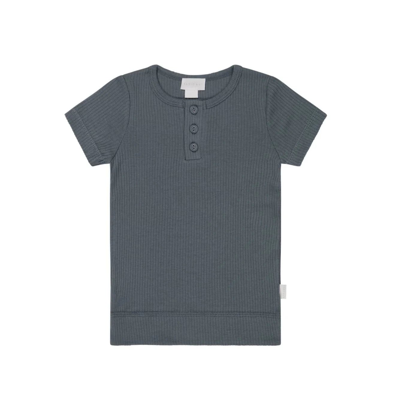 Jamie Kay Organic Cotton Modal Henley Tee - Smoke Short Sleeve T-Shirt Jamie Kay 