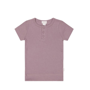 Jamie Kay Modal Henley Tee - Vintage Violet - Organic Cotton