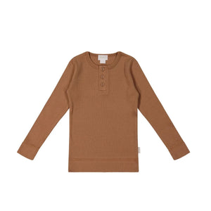 Jamie Kay Modal Long Sleeve Henley - Baker - Organic Cotton