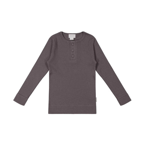 Jamie Kay Modal Long Sleeve Henley - Carob - Organic Cotton