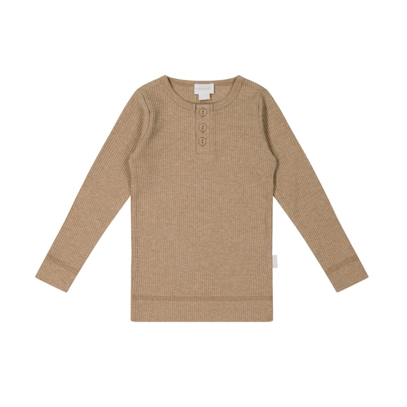 Jamie Kay Organic Cotton Modal Long Sleeve Henley - Hazelnut Marle Long Sleeve Top Jamie Kay 