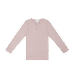 Jamie Kay Modal Long Sleeve Henley - Old Rose - Organic Cotton